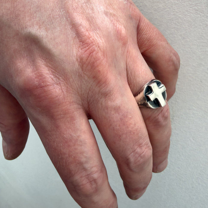Sterling Silver Cross Signet Ring