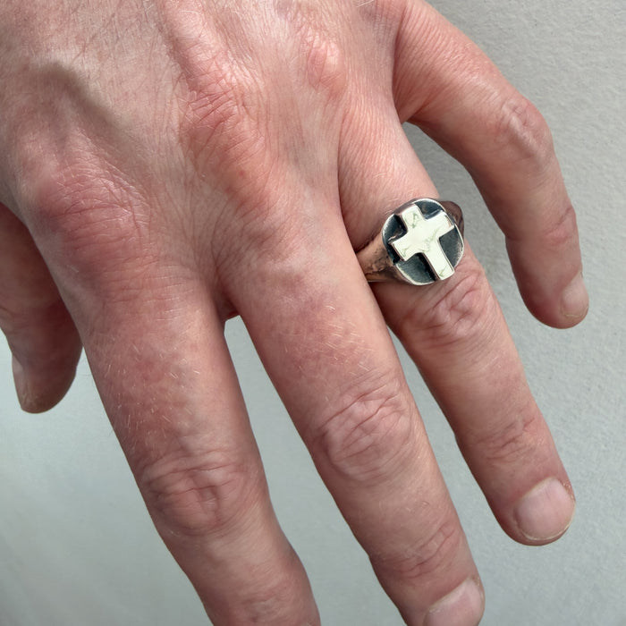Sterling Silver Cross Signet Ring