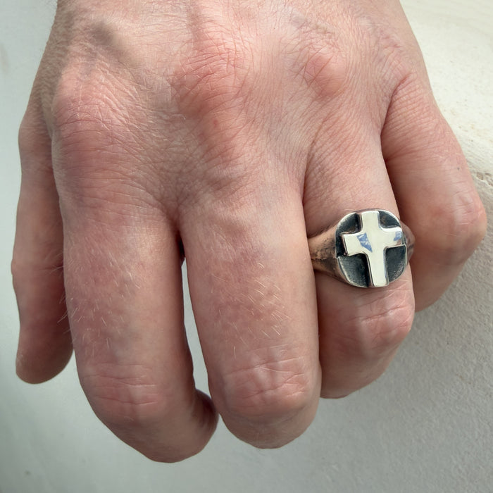 Sterling Silver Cross Signet Ring