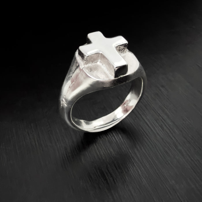 Sterling Silver Cross Signet Ring