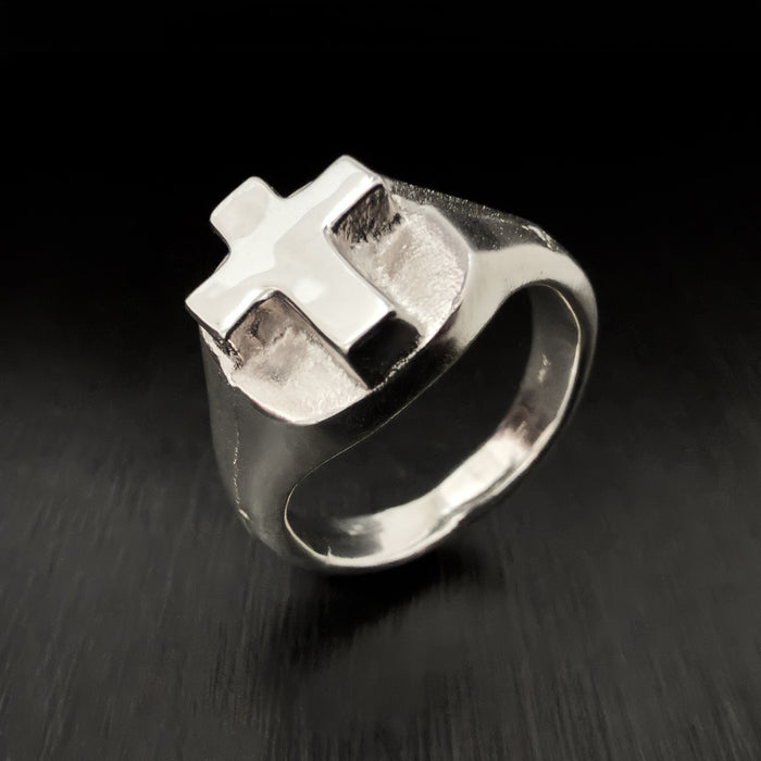 Sterling Silver Cross Signet Ring