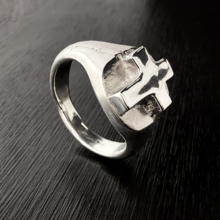 Sterling Silver Cross Signet Ring