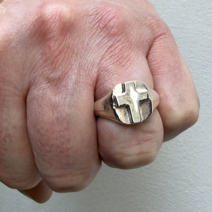 Sterling Silver Cross Signet Ring