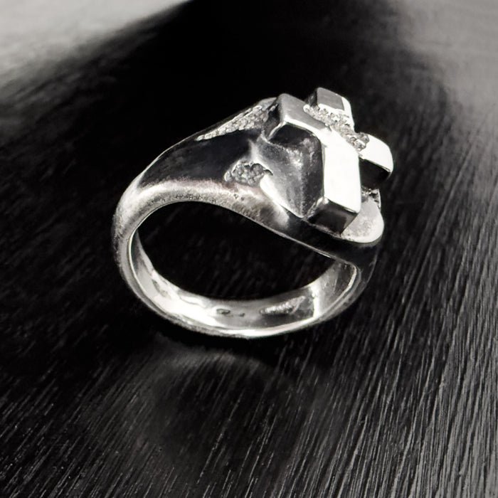 Handmade Cross Signet Ring in 925 Sterling Silver