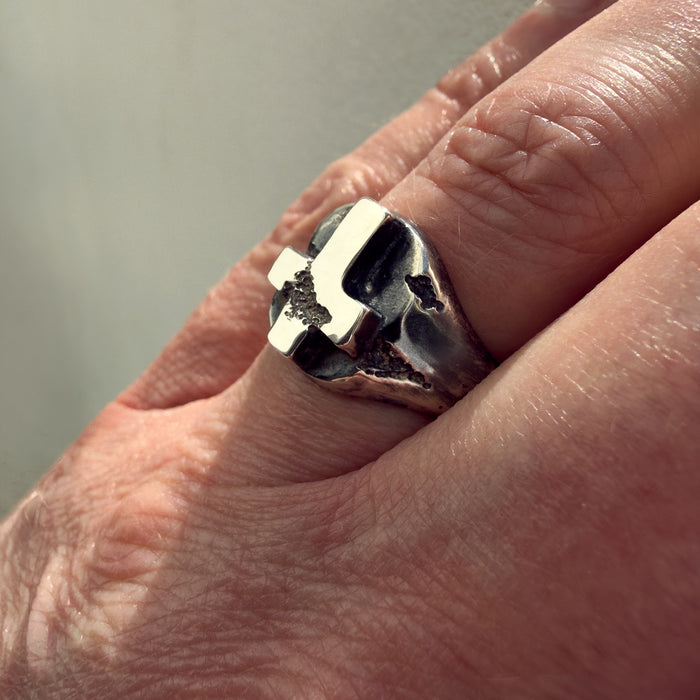 Handmade Cross Signet Ring in 925 Sterling Silver