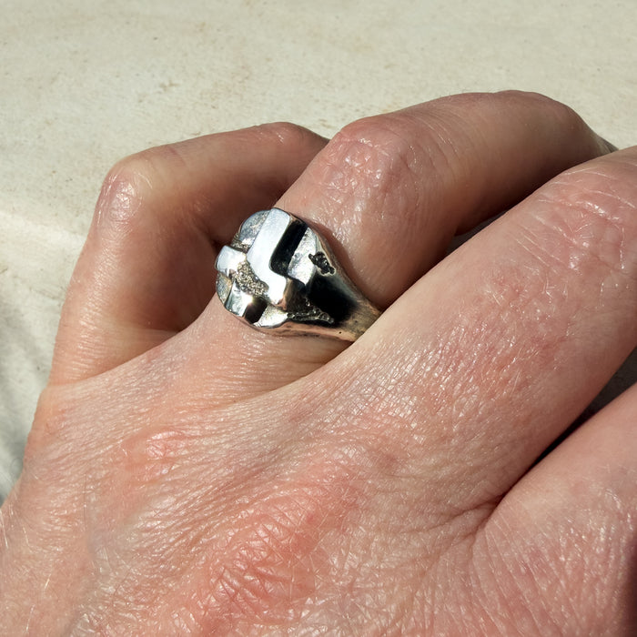 Handmade Cross Signet Ring in 925 Sterling Silver