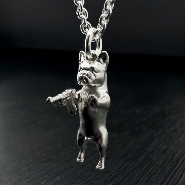 Silver French Bulldog Pendant Necklace