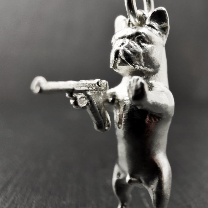 Silver French Bulldog Pendant Necklace