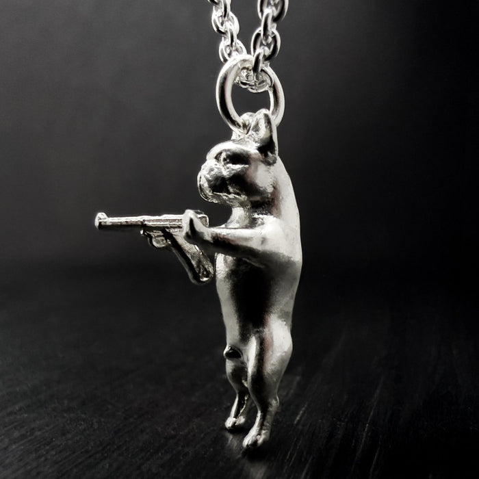Silver French Bulldog Pendant Necklace