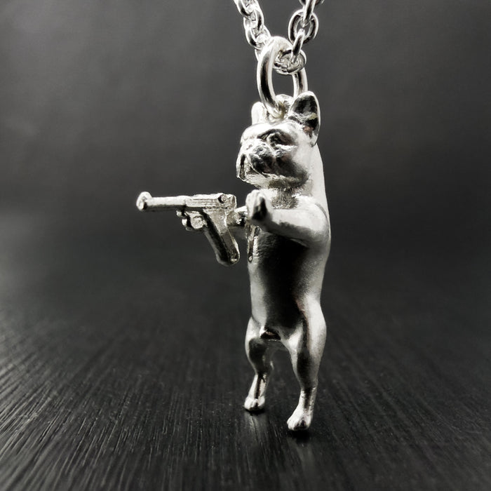 Silver French Bulldog Pendant Necklace