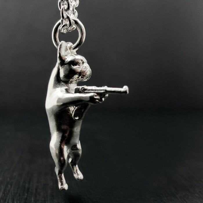 Silver French Bulldog Pendant Necklace