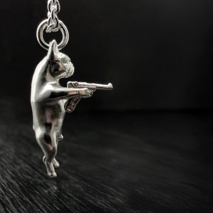 Silver French Bulldog Pendant Necklace