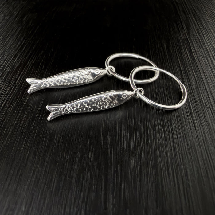 Fish Drop Hoop Earrings