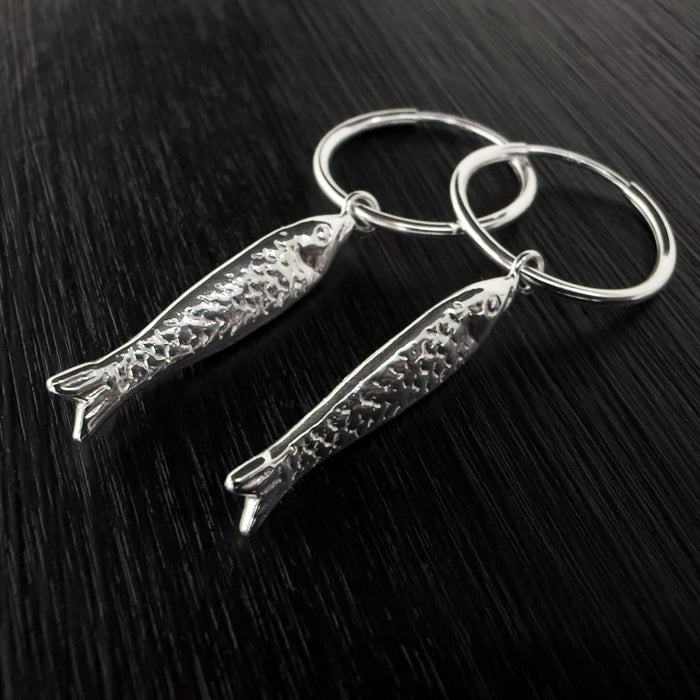 Fish Drop Hoop Earrings