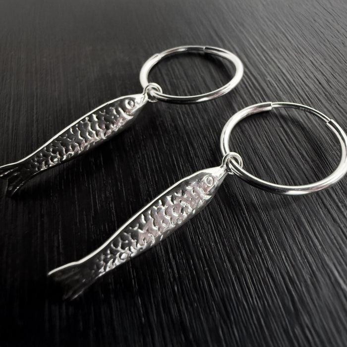 Fish Drop Hoop Earrings