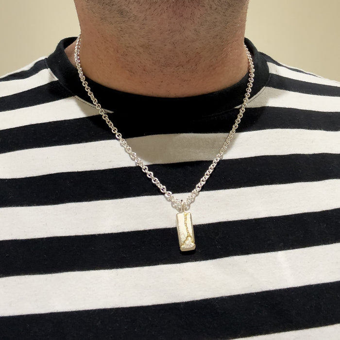 Handmade Kintsugi Sterling Silver Tag Pendant