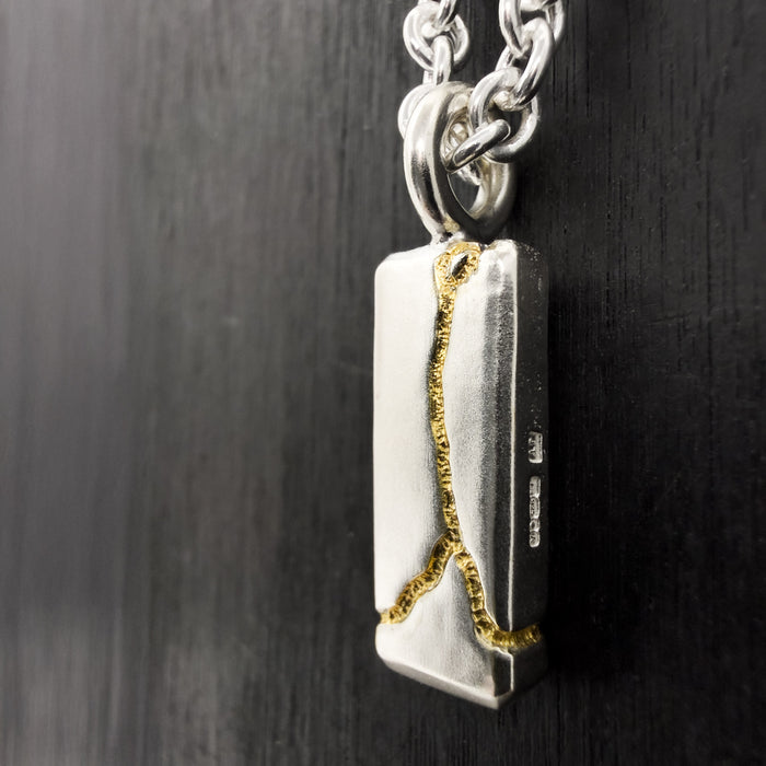 Handmade Kintsugi Sterling Silver Tag Pendant