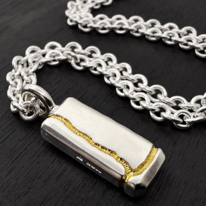 Handmade Kintsugi Sterling Silver Tag Pendant