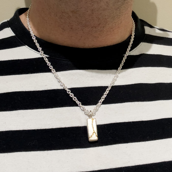 Handmade Kintsugi Sterling Silver Tag Pendant
