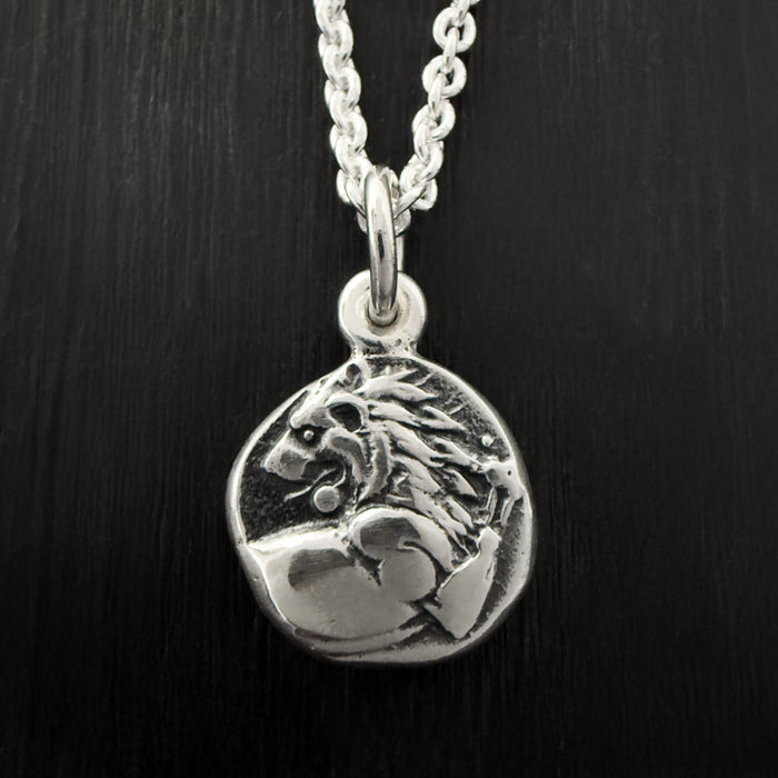 Silver Lion Coin Necklace