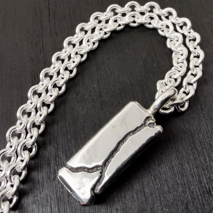 Sandcast Sterling Silver Tag Pendant