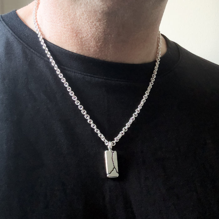 Sandcast Sterling Silver Tag Pendant