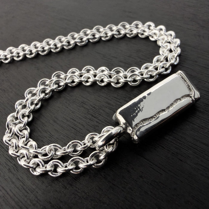 Sandcast Sterling Silver Tag Pendant