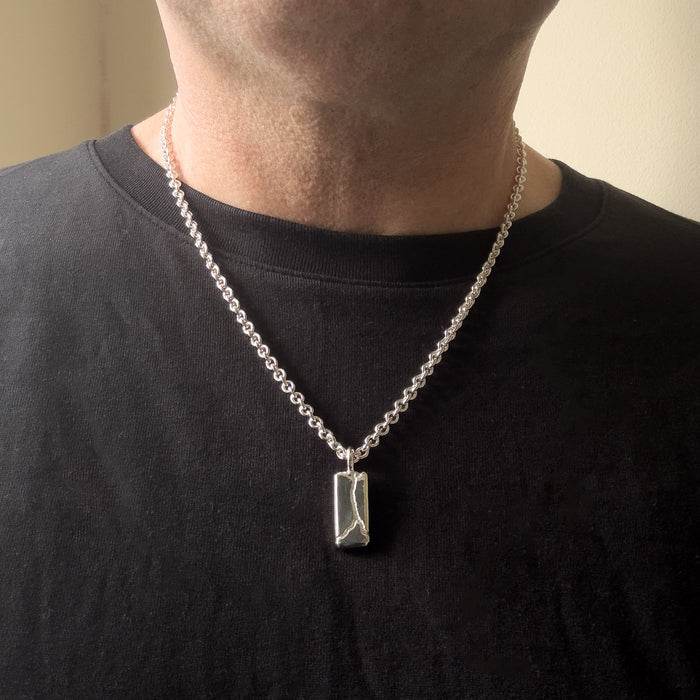 Sandcast Sterling Silver Tag Pendant