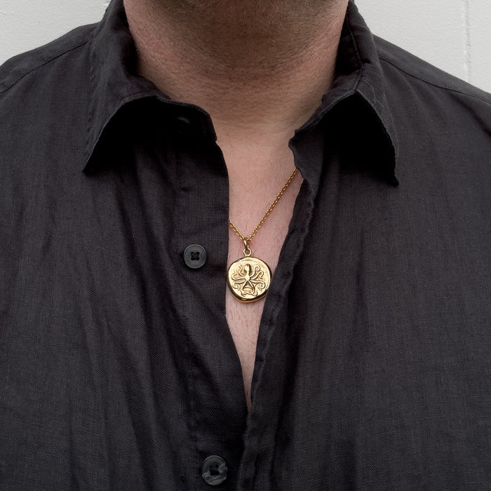 Octopus & Hare Gold Coin Necklace