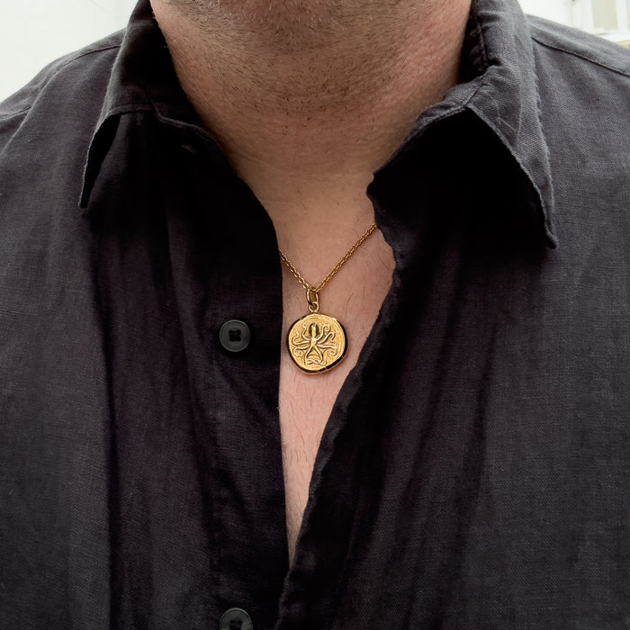 Octopus & Hare Gold Coin Necklace