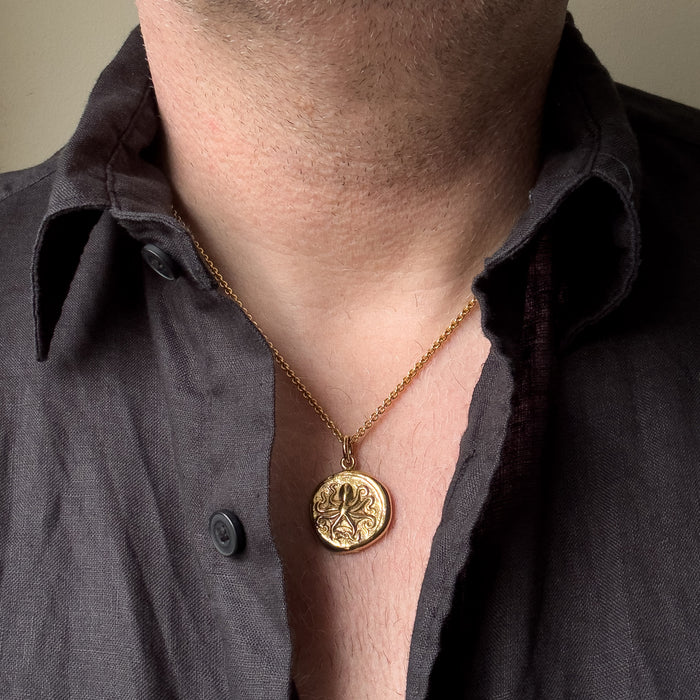 Octopus & Hare Gold Coin Necklace