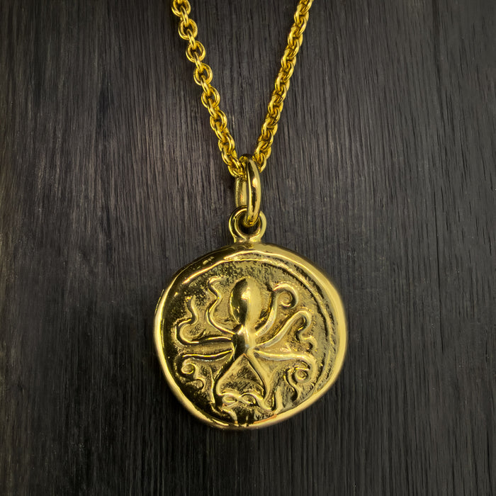 Octopus & Hare Gold Coin Necklace