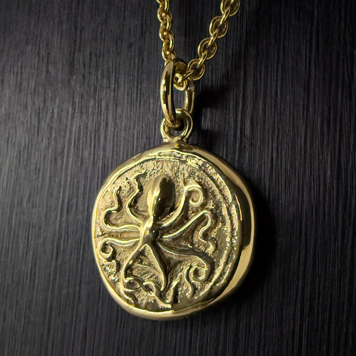Octopus & Hare Gold Coin Necklace