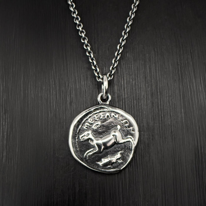 Octopus & Hare Oxidised Silver Coin Necklace