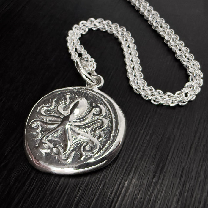 Sterling Silver Octopus Coin Pendant