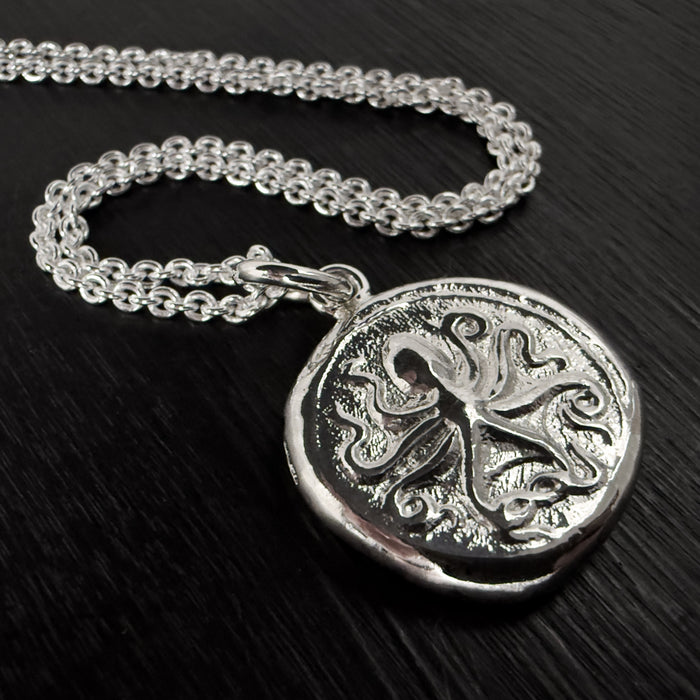 Sterling Silver Octopus Coin Pendant