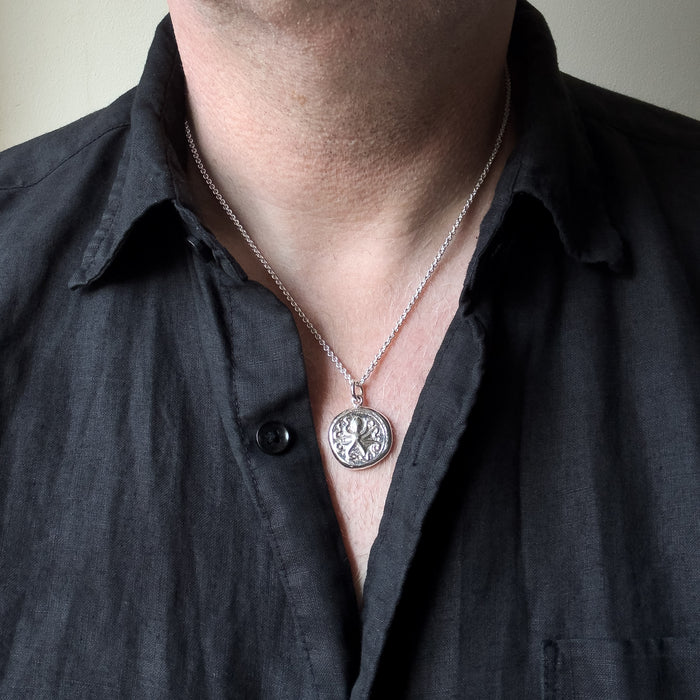 Sterling Silver Octopus Coin Pendant