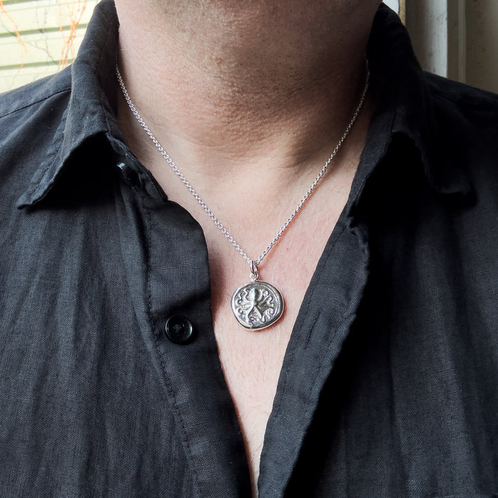 Sterling Silver Octopus Coin Pendant