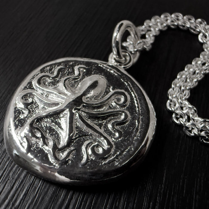 Sterling Silver Octopus Coin Pendant
