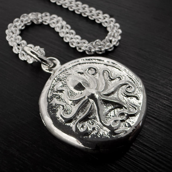 Sterling Silver Octopus Coin Pendant
