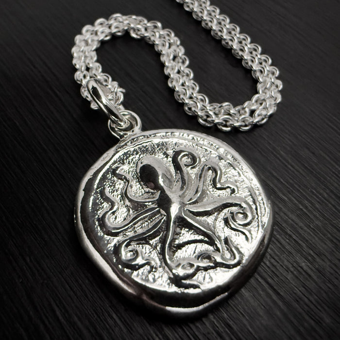 Sterling Silver Octopus Coin Pendant