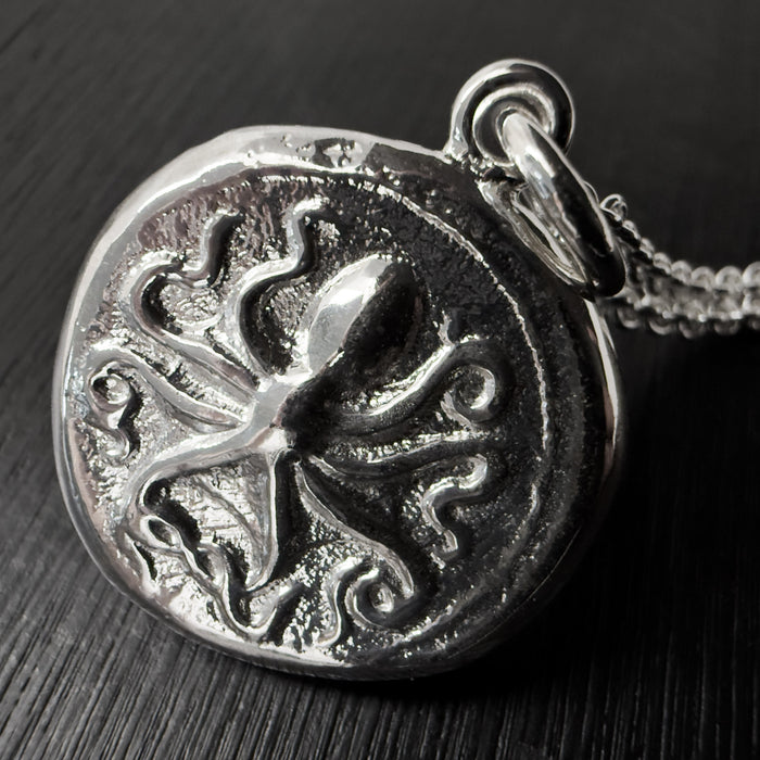 Sterling Silver Octopus Coin Pendant