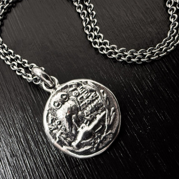 Silver Owl of Athena Pendant