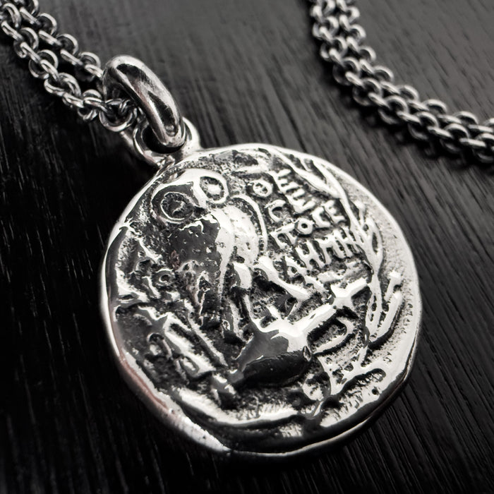 Silver Owl of Athena Pendant