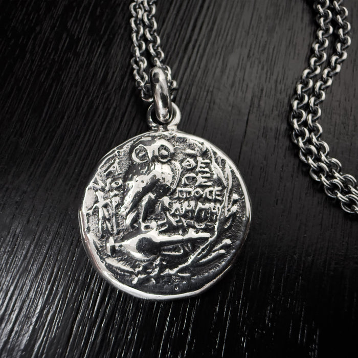 Silver Owl of Athena Pendant