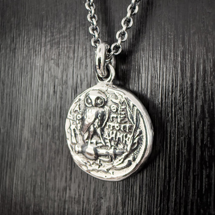 Silver Owl of Athena Pendant