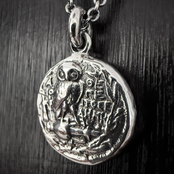 Silver Owl of Athena Pendant