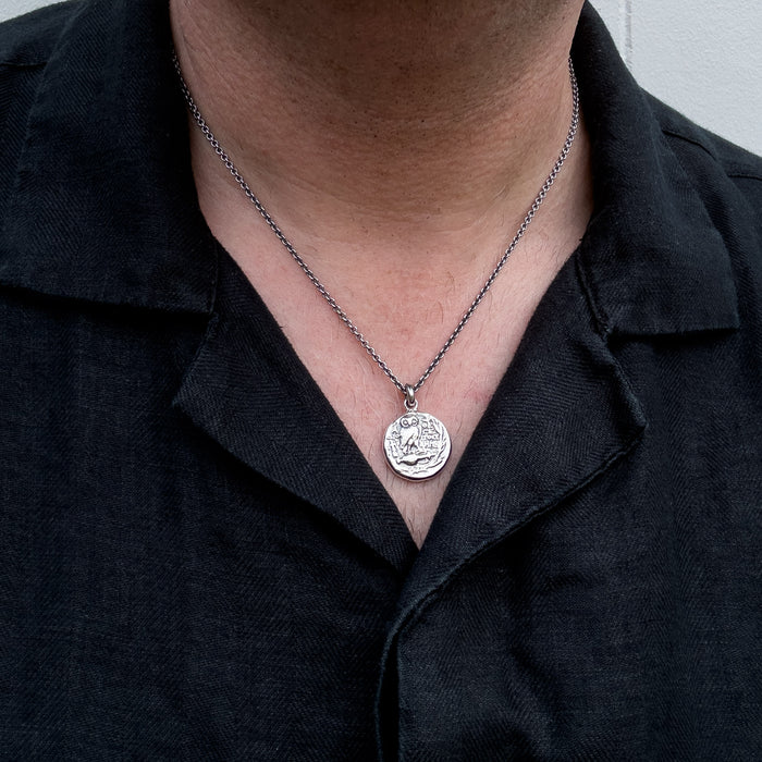 Silver Owl of Athena Pendant