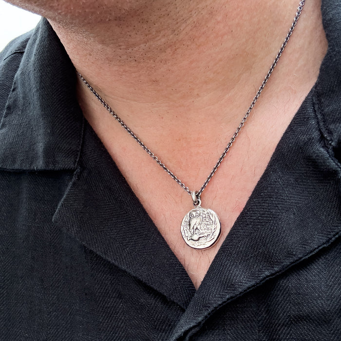 Silver Owl of Athena Pendant