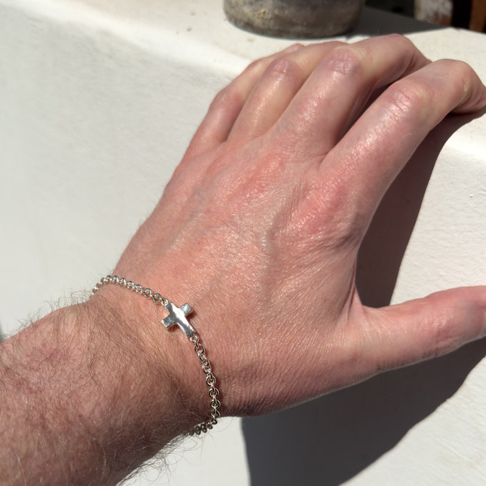 Sterling Silver Chubby Cross Bracelet